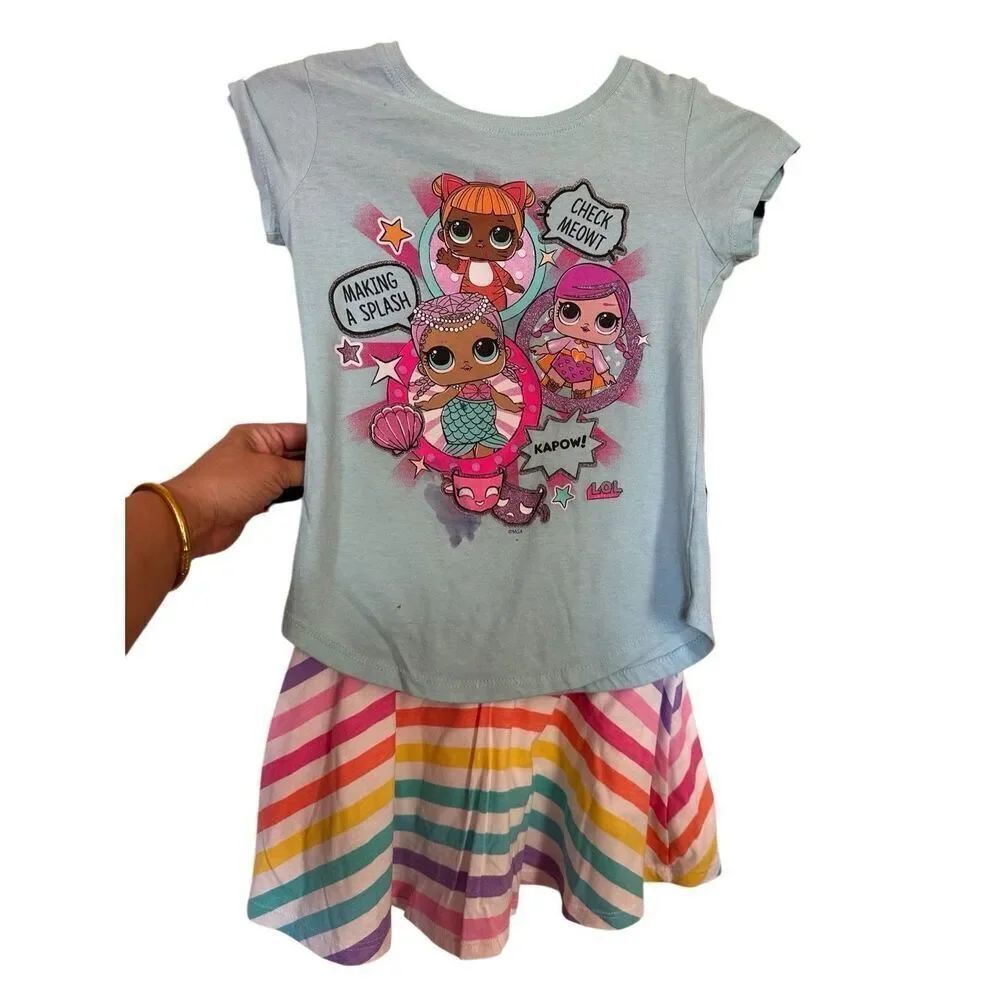 Girls LOL Surprise Blue Sparkle Short Sleeve T-Shirt Tee Shirt and Children’s Pl
